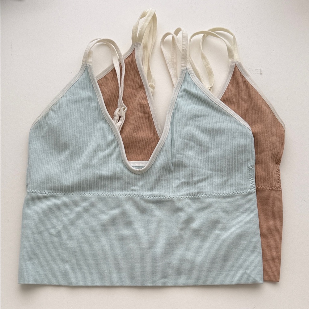 Blue and Brown set of 2 sports bra size X/XL